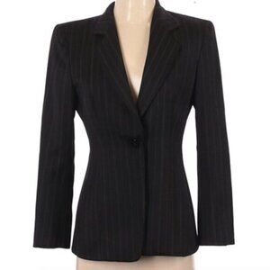 VINTAGE VTG ARMANI COLLEZIONI Black White Vertical Pinstripe WOOL Blazer Jacket
